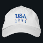 USA 1776 Patriotic Bestickte Baseballkappe<br><div class="desc">Die USA und 1776 sind auf dieser unisex Baseballkappe blau bestickt. Der perfekte Weg,  um Ihren Patriotismus am 4. Juli,  Gedenktag oder zu jedem Anlass zu zeigen.</div>