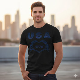 USA 1776 Skeleton Heart Hands Patriotic Maze Tee