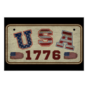 USA 1776 Vintage amerikanische Flagge Poster