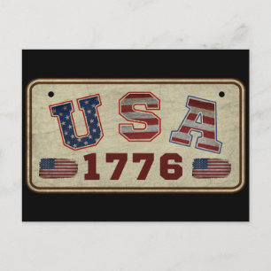 USA 1776 Vintage amerikanische Flagge Postkarte