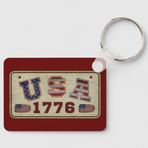 USA 1776 Vintage amerikanische Flagge Schlüsselanhänger