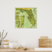 " USA: 1930/heute Florida - Detaillierte Landkarte Poster (Küche)