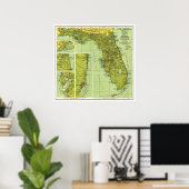 " USA: 1930/heute Florida - Detaillierte Landkarte Poster (Heimbüro)