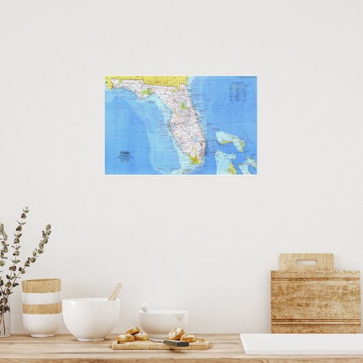 " USA: 1973 Florida detailliert MAP ... Poster (Küche)