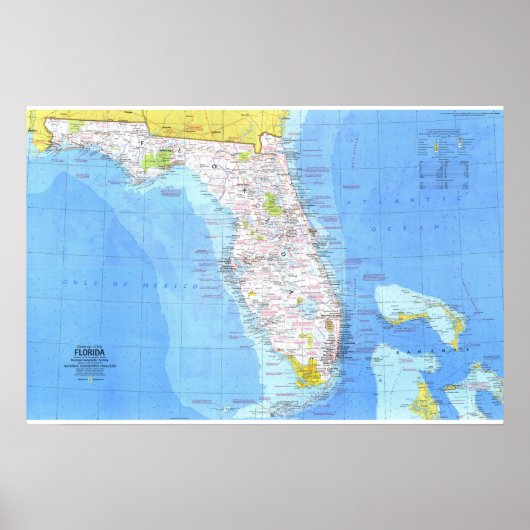 " USA: 1973 Florida detailliert MAP ... Poster (Vorne)