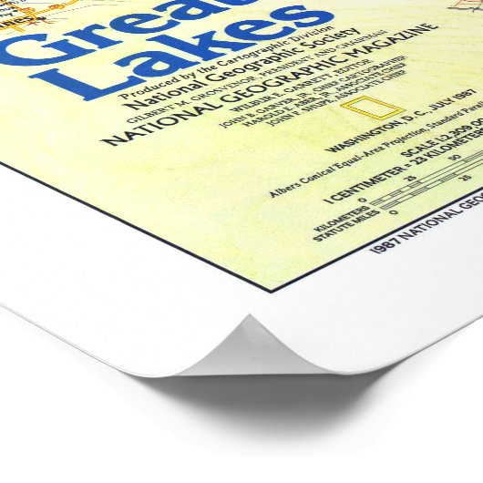 " USA: 1987 Great Lakes MAP ... Poster (Ecke)