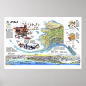 " USA: 1994 ALASKA map with animals ... Poster (Vorne)