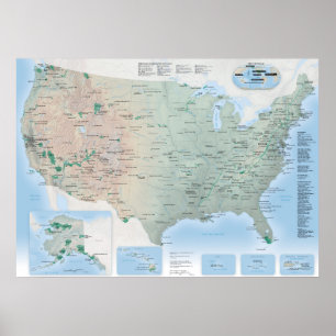 USA 2020 National Parks Map Poster