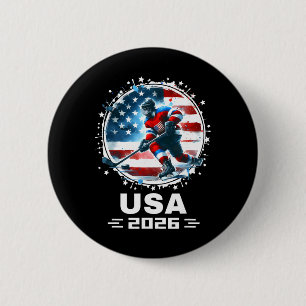 USA 2026 Hockey Amerikanische Flagge Frauen Männer Button