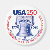 USA 250 - 1776-2026 - Liberty Bell Red White Blue Magnet (Vorne)