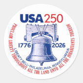 USA 250 - 1776-2026 - Liberty Bell Red White Blue Runder Aufkleber (Vorderseite)