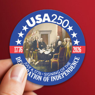 USA 250 - 1776-2026 - Unabhängigkeitserklärung Runder Aufkleber