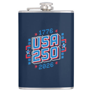USA 250 - 1776 bis 2026 Pixel Art Flachmann