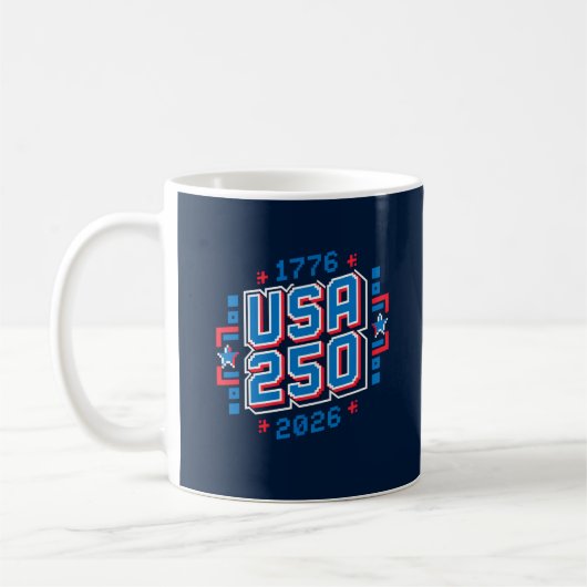 USA 250 - 1776 bis 2026 Pixel Art Kaffeetasse (Links)