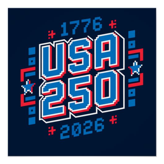 USA 250 – 1776 bis 2026 Pixel-Art Poster (Vorderseite)