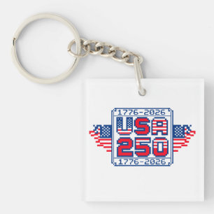 USA 250 – 1776 bis 2026 Pixel Art Schlüsselanhänger
