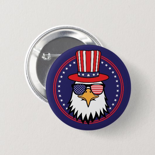 USA 250. 4. Juli Patriotischer Adler Button (Vorne & Hinten)