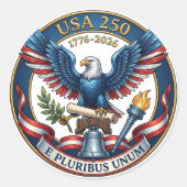 USA 250 Adler Runder Aufkleber (Vorderseite)
