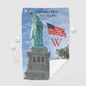 USA 250 American Flag Statue of Liberty Monogram Golfhandtuch (Insitu)