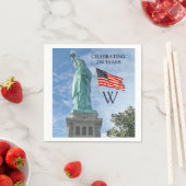 USA 250 American Flag Statue of Liberty Monogram  Serviette (Beispiel)