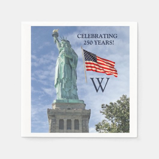 USA 250 American Flag Statue of Liberty Monogram  Serviette (Vorderseite)