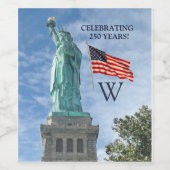 USA 250 American Flag Statue of Liberty Monogram  Weinetikett (Einzelnes Label)