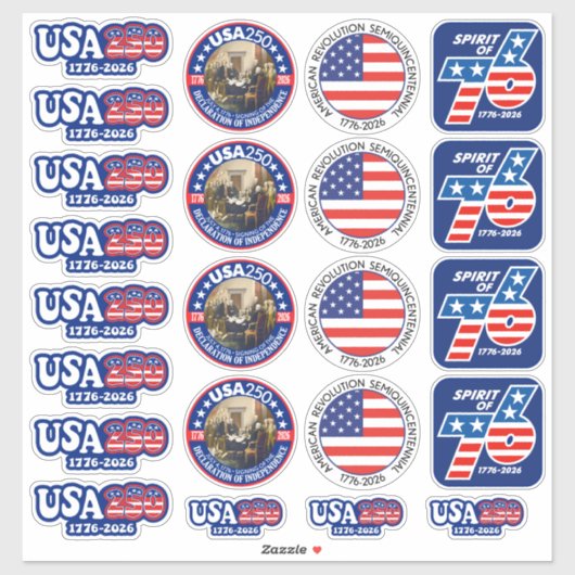 USA 250 - America's 250th Assorted Aufkleber (Blatt)