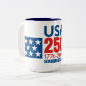 USA 250 - America's 250th Birthday - Stars Stripes Zweifarbige Tasse (Vorderseite Links)