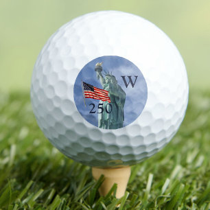 USA 250 Amerikanische Flagge Freiheitsstatue Monog Golfball