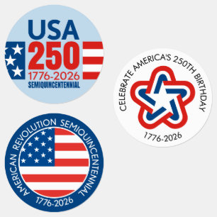 USA 250 - Amerikas 250. Geburtstag - Sterne Streif Etiketten