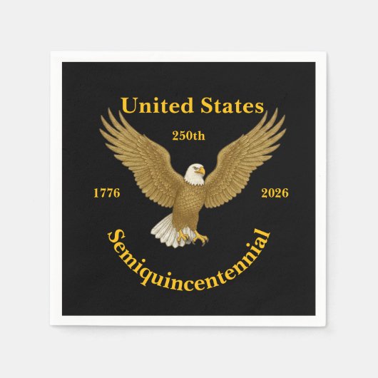 USA 250 Black Elegant Paper Cocktail Napkins Serviette (Vorderseite)