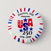 USA 250 Custom Town State Patriotic Red White Blue Button (Vorderseite)