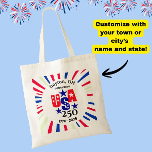 USA 250 Custom Town State Patriotisch Rot Weiß Bla Tragetasche
