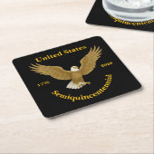 USA 250 Elegant Black Paper Coasters Rechteckiger Pappuntersetzer (angewinkelt)