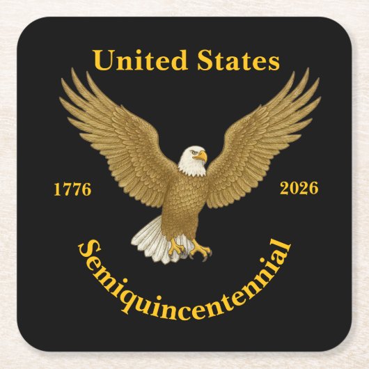 USA 250 Elegant Black Paper Coasters Rechteckiger Pappuntersetzer (Vorderseite)