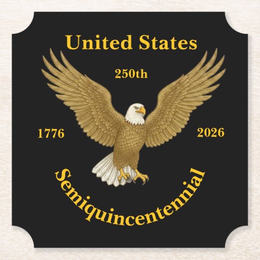 USA 250 Elegant Black Paper Coasters Untersetzer (Vorderseite)