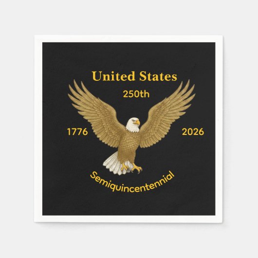 USA 250 Elegant Black Paper Napkins Serviette (Vorderseite)