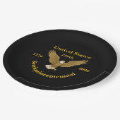 USA 250 Elegant Black Paper Plates Pappteller (Schrägansicht)