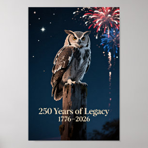 USA 250 Eule Patriotisch 1776–2026 Poster