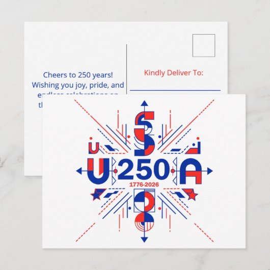 USA 250 FEIERTAGSPOSTKARTE (Vorne/Hinten)