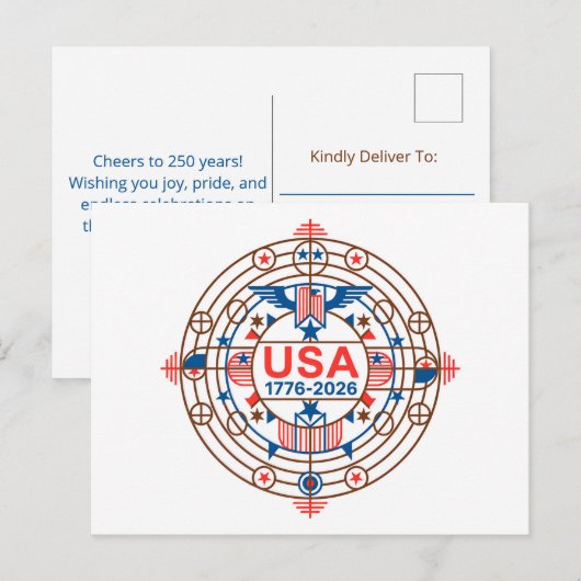 USA 250 FEIERTAGSPOSTKARTE (Vorne/Hinten)