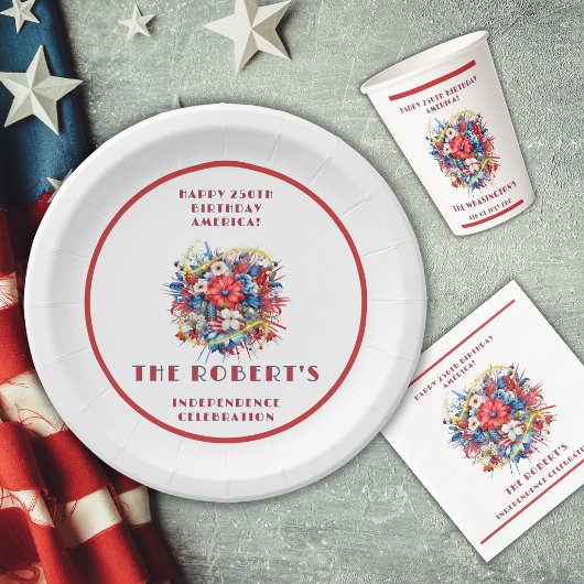USA 250. Geburtstag - Amerikas Feier Pappteller