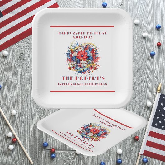 USA 250. Geburtstag - Amerikas Feier Pappteller