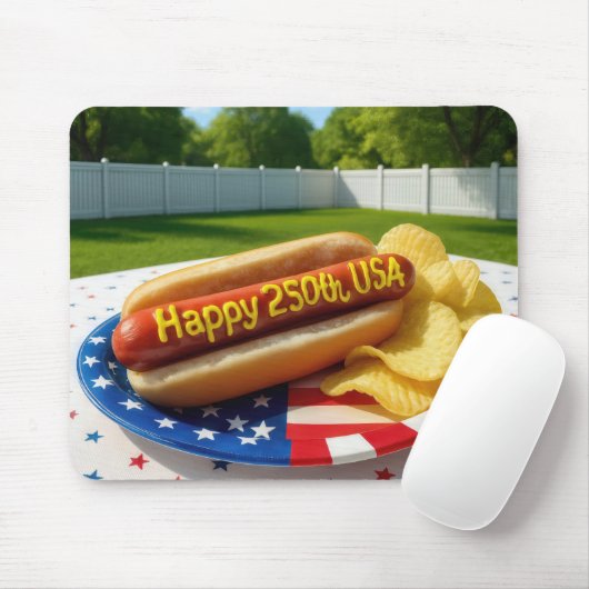 USA 250. Geburtstag Hot Dog Mousepad (Mit Mouse)