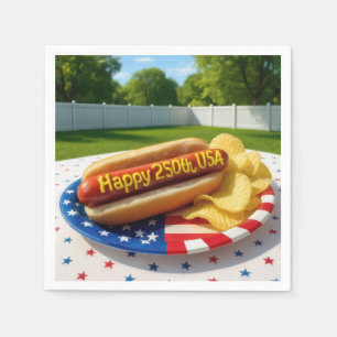 USA 250. Geburtstag Hot Dog Serviette