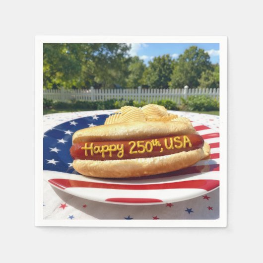 USA 250. Geburtstag Hot Dog Serviette (Vorderseite)