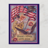 USA 250. Geburtstag Patriotic Lady Liberty Postkarte (Vorderseite)