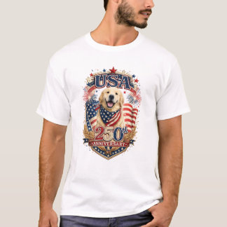 USA 250. Geburtstags-Golden-Retriever-T-Shirt #3 T-Shirt