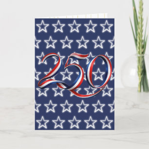 USA 250. Geburtstagsband und Neonsterne Karte