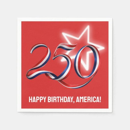 USA 250. Geburtstagsband und Stern Serviette (Vorderseite)